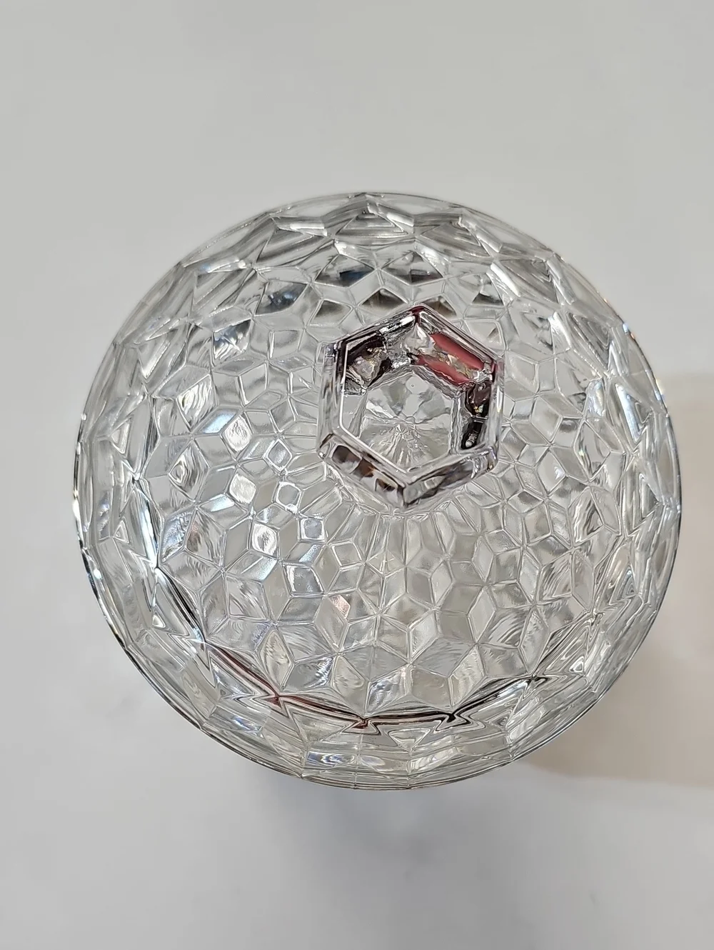 Vintage Fostoria American Clear Cube Motif Pressed Glass Cookie Jar & Lid
